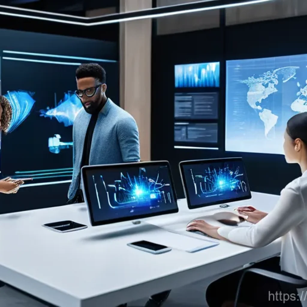 정보처리기사와 관련된 최신 IT 기술 트렌드 - **AI and Human Collaboration in a Modern Workspace**
    A diverse group of professionals, including...