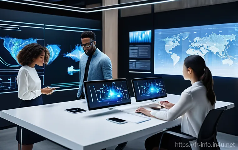 정보처리기사와 관련된 최신 IT 기술 트렌드 - **AI and Human Collaboration in a Modern Workspace**
    A diverse group of professionals, including...