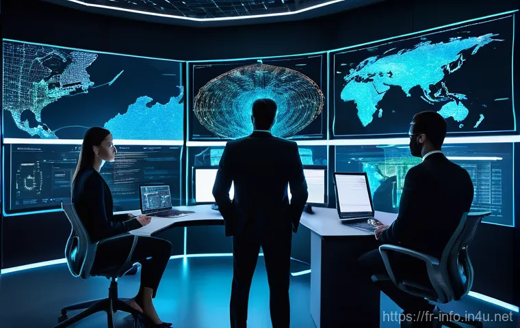 정보처리기사 실무에서 경험한 업무 사례 - **Cybersecurity Vigilance in a Digital Labyrinth**
    Prompt: "A dynamic, high-angle, cinematic sho...