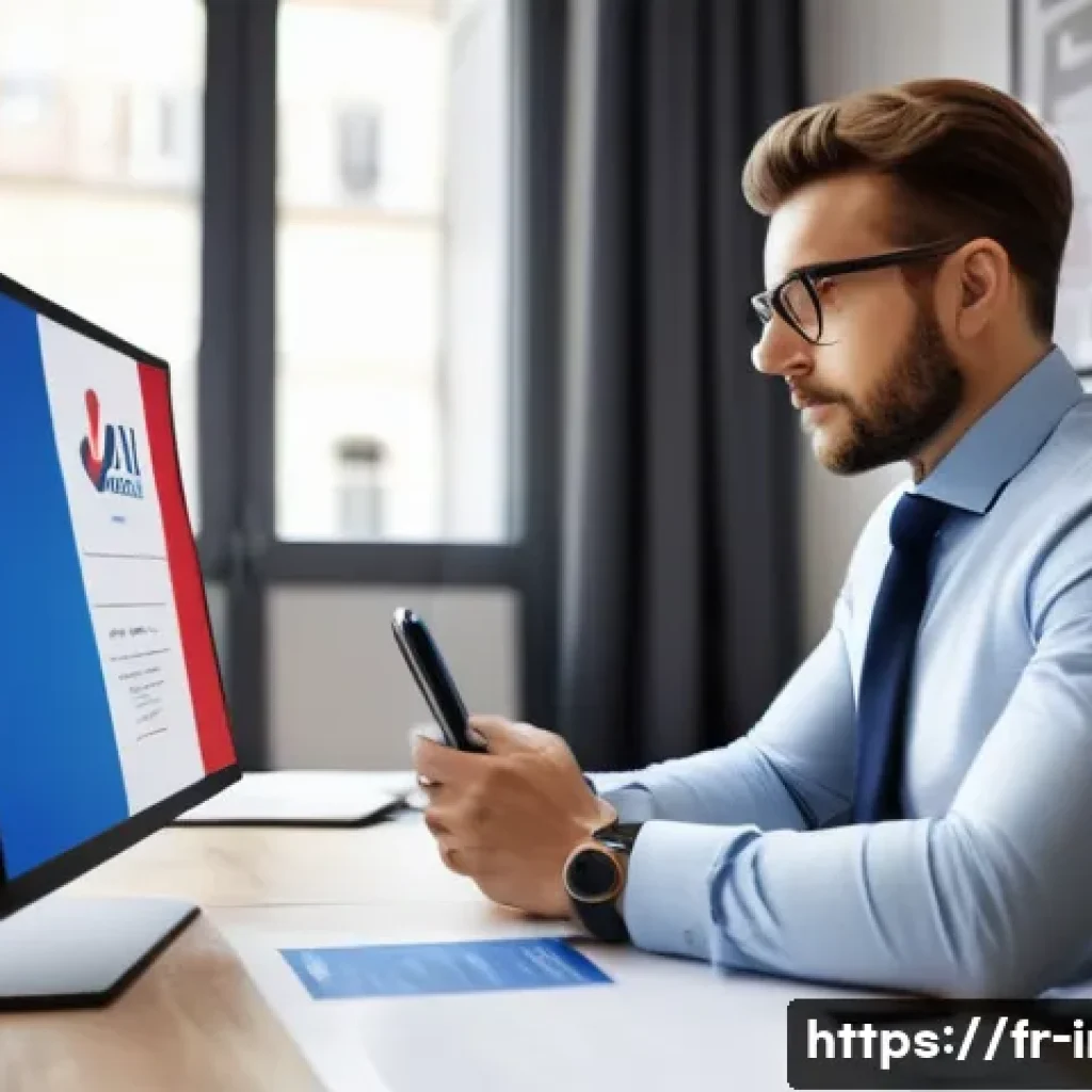 정보처리 자격증 취득 후 대기업 취업 성공 스토리 - A professional French IT recruiter in a modern office, reviewing a candidate&rsquo;s r&eacute;sum&eacute; with a highlig...