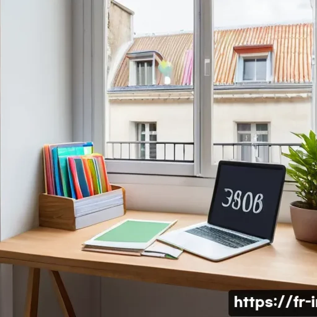 정보처리 필기 시험의 효율적인 학습 방법 - A cozy, well-organized study corner in a modern French apartment, featuring a wooden desk with neatl...