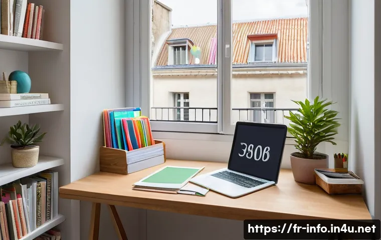 정보처리 필기 시험의 효율적인 학습 방법 - A cozy, well-organized study corner in a modern French apartment, featuring a wooden desk with neatl...