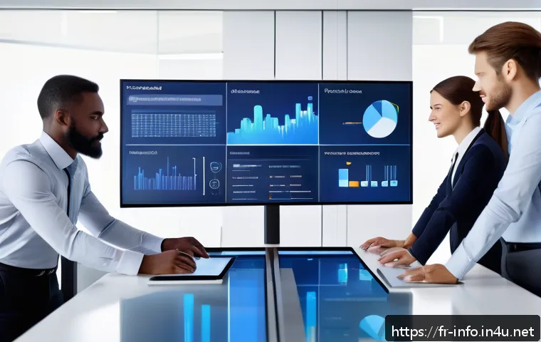 정보처리기사 필기 시험에서 자주 출제된 문제 정리 - A modern office scene showing a diverse team of professionals collaborating around a large digital t...